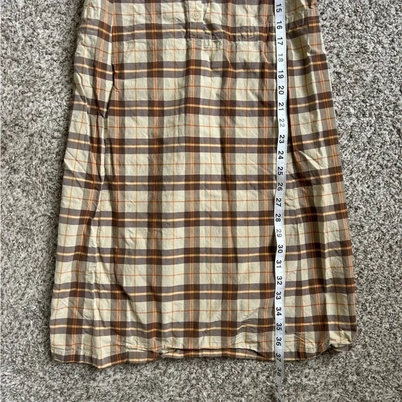Philippe Adec Vintage Plaid Mini Dress Casual Brown Tan Small 90s Retro - Picture 5 of 7